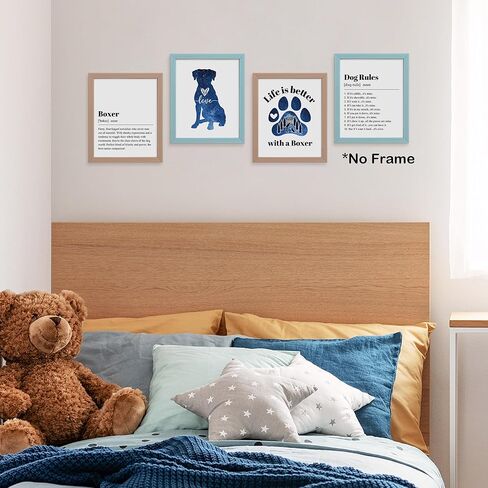 TLESKE الملاكم الكلب الملصقات يطبع مجموعة غير مؤطرة من 4، الملاكم الكلب جدار الفن يطبع ديكور لغرفة الكلب عشاق الكلاب أصحاب المنزل غرفة نوم غرفة المعيشة، صور جدار الملاكم، الملاكم الكلب عشاق الهدايا، 8x10in in Kuwait
