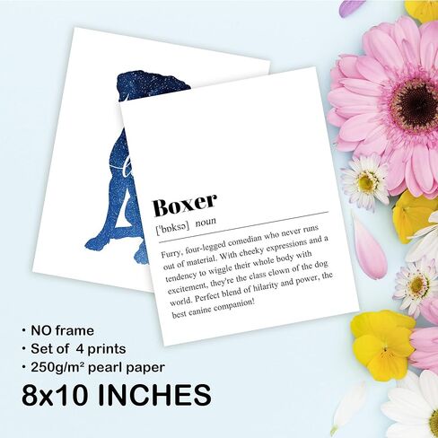 TLESKE الملاكم الكلب الملصقات يطبع مجموعة غير مؤطرة من 4، الملاكم الكلب جدار الفن يطبع ديكور لغرفة الكلب عشاق الكلاب أصحاب المنزل غرفة نوم غرفة المعيشة، صور جدار الملاكم، الملاكم الكلب عشاق الهدايا، 8x10in in Kuwait