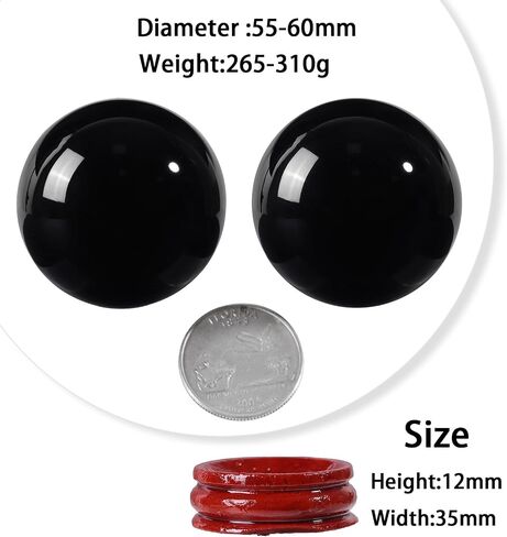 mookaitedecor Natural Black Obsidian Crystal Ball with Stand, 35-40 mm Decorative Stone Sphere Ball Sculpture Figurine for Feng Shui Meditation Divination Home Decor in Kuwait