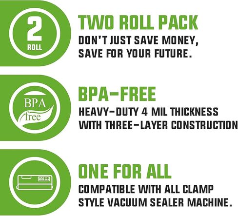 أكياس تفريغ الهواء من بوكس ​​ليجيند مع تطبيق إدارة الطعام مقاس 11 بوصة × 50 بوصة (عبوة من قطعتين)، أكياس حفظ الطعام مع رموز شريطية لتتبع الطعام، أكياس تفريغ مفرغة خالية من البيسفينول A لفيديو Sous Vide، وتخزين الطعام، وإعداد الوجبات in Kuwait