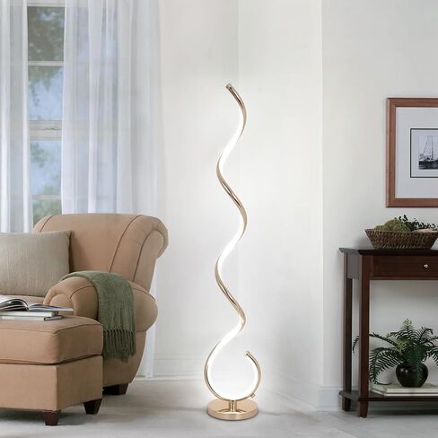 Modern Floor Lamp for Living Room, 3 Color Temperature LED Spiral Floor Lamps with Remote&Foot Switch, 48W Dimmable LED Standing Lamp, Modern LED Floor lamp for Bedroom, Office, Living Room in Saudi Arabia