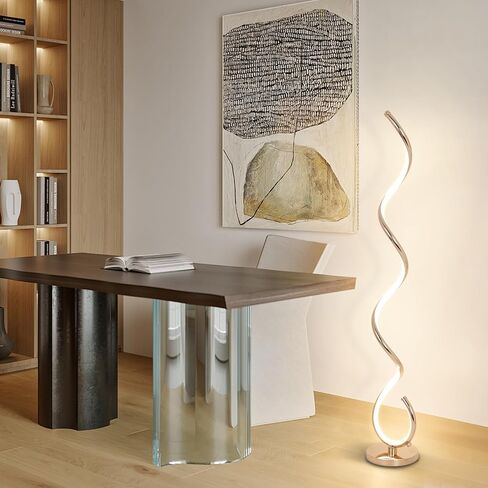 Modern Floor Lamp for Living Room, 3 Color Temperature LED Spiral Floor Lamps with Remote&Foot Switch, 48W Dimmable LED Standing Lamp, Modern LED Floor lamp for Bedroom, Office, Living Room in Saudi Arabia