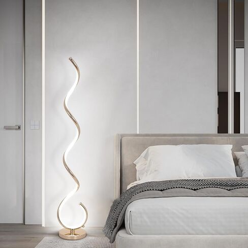Modern Floor Lamp for Living Room, 3 Color Temperature LED Spiral Floor Lamps with Remote&Foot Switch, 48W Dimmable LED Standing Lamp, Modern LED Floor lamp for Bedroom, Office, Living Room in Saudi Arabia