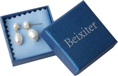 14K Gold Plated Cultured White Baroque Pearl Dangly Drop Earrings for Women Trendy in Saudi Arabia