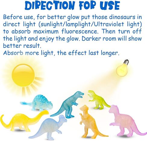 16PCS Glow in Dark Mini Dinosaur Figures for Kids Birthday Party Favors Supplies Dino Cupcake Topper Goodie Gift Treat Bag Stuffers Pinata Fillers Treasure Box Carnival Prizes Small Bulk Toys Trinkets in Kuwait