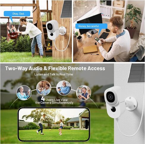 2 Pack Solar Cameras Wireless Outdoor, SV3C 2K 2.4G WiFi Battery Security Camera for home with 14 Spotlight Color Night Vision, 110° View Angle, PIR Human Detection,2-way Audio,Cloud & SD Card Storage in Saudi Arabia