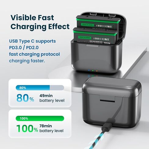 قطعتان من البطاريات المتوافقة مع محطة شحن سريعة لبطارية Insta360 x4 ومحطة شحن 360x4 لملحقات Insta 360x4 مع فتحات بطاقة Misro SD (متضمنة بطاريات X4 2500 مللي أمبير في الساعة) in Kuwait