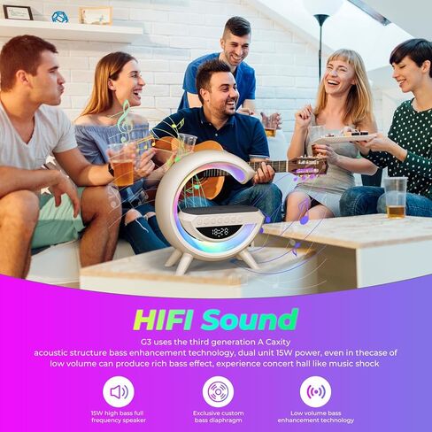 ساعة منبه مع محطة شحن لاسلكية، مكبر صوت بلوتوث مع مصباح جو، منبه LED للشحن اللاسلكي منبه لديكور غرفة النوم، جمالي للنوم الثقيل كهدية... in Kuwait