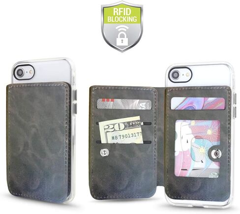Cell Phone Wallet for Back of Phone, Stick On Wallet Credit Card ID Holder with RFID Protection Compatible with iPhone, Galaxy & Most Smartphones and Cases in Saudi Arabia