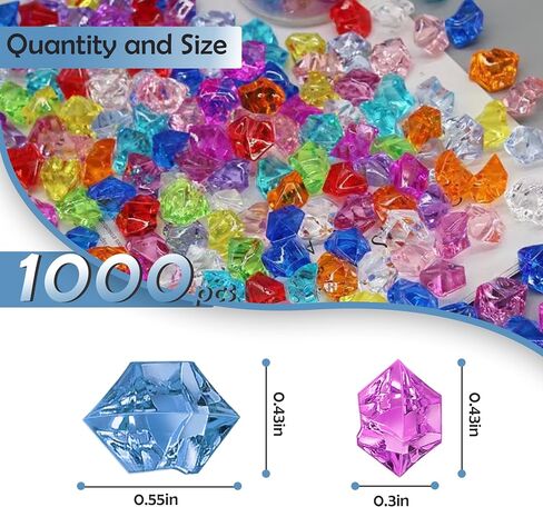 1000Pcs Multicolor Fake Crush Ice Rocks, Mini Vase Fillers Small Acrylic Diamonds for Centerpieces Home Party Table Scatter, 0.5in Plastic Gems for DIY Crafts in Saudi Arabia