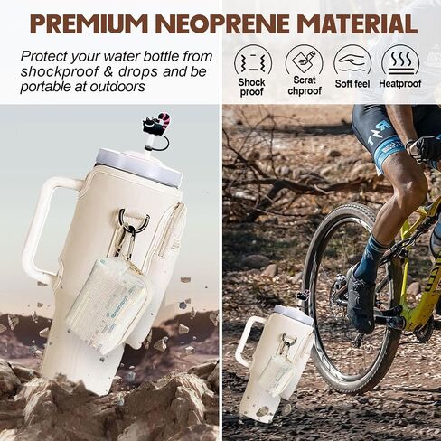 Water Bottle Carrier Bag with Phone Pocket for Stanley 40oz Tumbler, Water Cup Pouch Holder with Straw Cover & Keychain, Adjustable Shoulder Strap for Stanley Cup Accessories in Saudi Arabia
