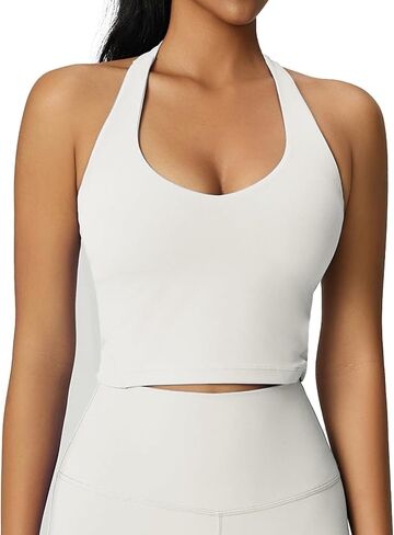 altiland V Neck Halter Sports Bra for Women, Padded Workout Yoga Cropped Tank with Medium Support in Saudi Arabia
