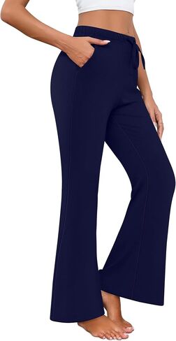 Neer 3 Pack Women's Wide Leg Palazzo Pants, Casual Flared Knit Sweat Pants Stretchy Flowy Drawstring Joggers with Pockets in Saudi Arabia