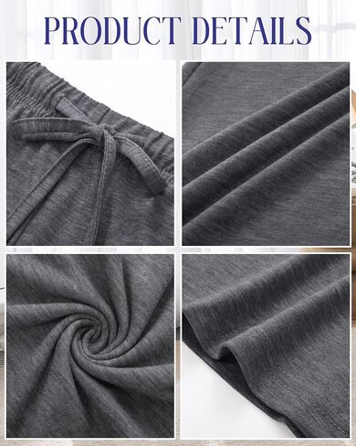 Neer 3 Pack Women's Wide Leg Palazzo Pants, Casual Flared Knit Sweat Pants Stretchy Flowy Drawstring Joggers with Pockets in Saudi Arabia