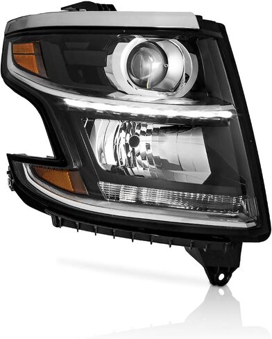 Headlights for 2015-2020 Tahoe/Suburban, 2016-2019 Chevy 3500HD Halogen Type Headlamp Black Housing Amber Reflector Left+Right Side in Saudi Arabia