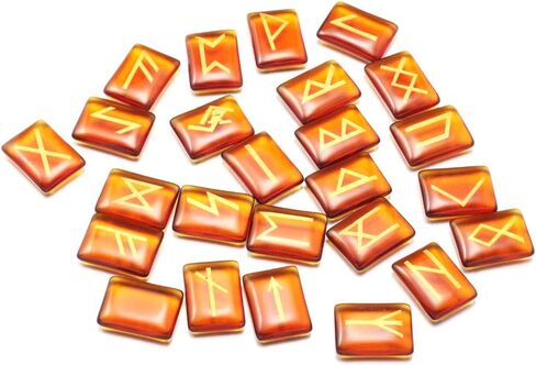 مجموعة أحجار رون مع كتلة زجاجية منقوشة عليها حروف فوثارك إلدر فوثارك وكتلة زجاجية واضحة للتأمل والعرافة والشفاء شقرا الريكي in Kuwait