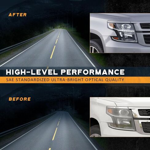 Headlights for 2015-2020 Tahoe/Suburban, 2016-2019 Chevy 3500HD Halogen Type Headlamp Black Housing Amber Reflector Left+Right Side in Saudi Arabia