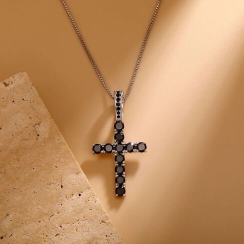TOPGRILLZ Cross Necklace for Women Sterling Silver Necklace Gold Cross Necklace Iced out Cubic Zirconia Cross Chain for Men Cross Pendant with 20" Stainless Box Chain in Saudi Arabia
