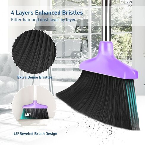 Broom with Dustpan Combo Set, Broom Dust Pan Set with 48inch Long Handle, Broom and Dustpan Set for Home, Kitchen, Office, Outdoor, Indoor - 3L Capacity, 10" Great Edge in Saudi Arabia