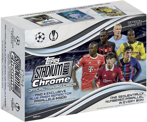 2022/23 Topps Stadium Club Chrome UEFA Club Competitions Giant Box - 10 Packs Per Box, Black in Saudi Arabia