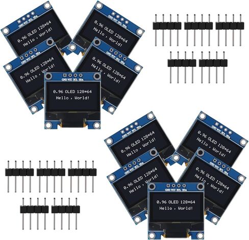 AITRIP 10 PCS 0.96 inch 12864 128X64 OLED LCD Display Board Module I2C IIC SSD1306 Driver 4 Pins Compatibile with Arduino Raspberry Pi (Blue) in Saudi Arabia