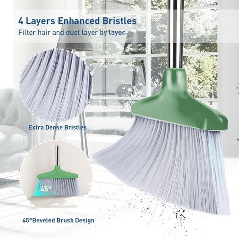 Broom with Dustpan Combo Set, Broom Dust Pan Set with 48inch Long Handle, Broom and Dustpan Set for Home, Kitchen, Office, Outdoor, Indoor - 3L Capacity, 10" Great Edge in Saudi Arabia
