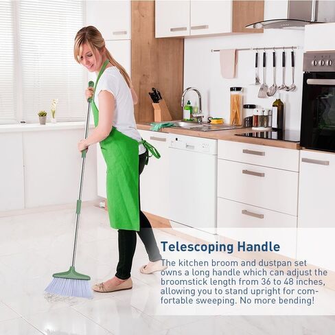 Broom with Dustpan Combo Set, Broom Dust Pan Set with 48inch Long Handle, Broom and Dustpan Set for Home, Kitchen, Office, Outdoor, Indoor - 3L Capacity, 10" Great Edge in Saudi Arabia