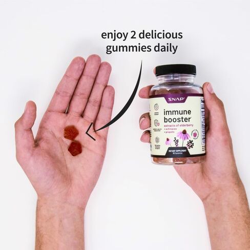 مكمل دعم المناعة Snap Elderberry Gummies مع فيتامين C، والبروبوليس، وخلاصة إشنسا، علكة Elderberry للأطفال والكبار - تعزيز المناعة ودعم التعافي (60 علكة) in Kuwait