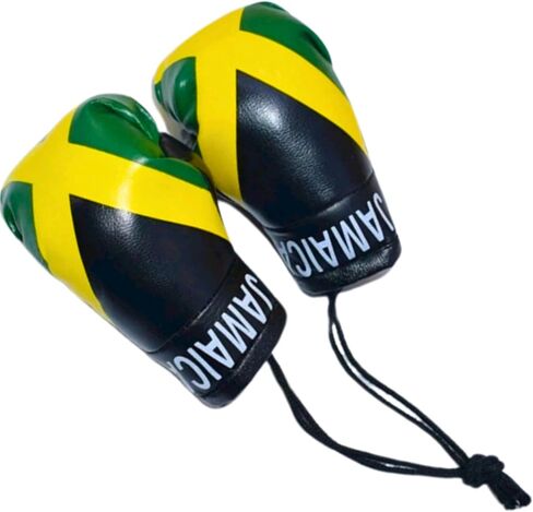Boxing Gloves Car Hanging, Hanging Car Mirror Mini Boxing Gloves, Boxing Gloves Car Mirror Hanger, Flag Punching to Hang on (Jamaica (A Pair)) in Saudi Arabia