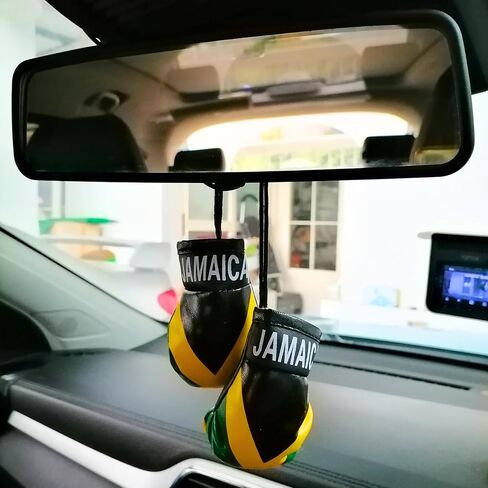 Boxing Gloves Car Hanging, Hanging Car Mirror Mini Boxing Gloves, Boxing Gloves Car Mirror Hanger, Flag Punching to Hang on (Jamaica (A Pair)) in Saudi Arabia