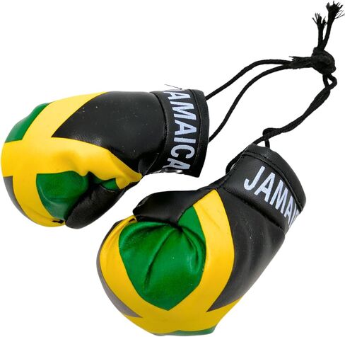 Boxing Gloves Car Hanging, Hanging Car Mirror Mini Boxing Gloves, Boxing Gloves Car Mirror Hanger, Flag Punching to Hang on (Jamaica (A Pair)) in Saudi Arabia