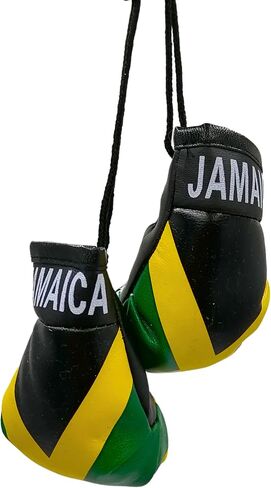 Boxing Gloves Car Hanging, Hanging Car Mirror Mini Boxing Gloves, Boxing Gloves Car Mirror Hanger, Flag Punching to Hang on (Jamaica (A Pair)) in Saudi Arabia