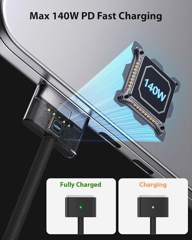Amavasion 140W USB-C to Magnetic 3 Cable 6.6Ft, Compatible with MacBook Pro (14/16-inch, 2023), MacBook Pro (14/16-inch,2021), MacBook Air (13/15-inch, 2024/2022), MacBook Air (2023) in Saudi Arabia