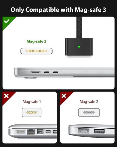 Amavasion 140W USB-C to Magnetic 3 Cable 6.6Ft, Compatible with MacBook Pro (14/16-inch, 2023), MacBook Pro (14/16-inch,2021), MacBook Air (13/15-inch, 2024/2022), MacBook Air (2023) in Saudi Arabia