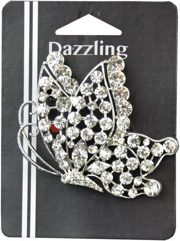 Belagio Enterprises 2-1/2-inch Floral Rhinestone Brooch 1 Piece, Silver/Crystal in Kuwait