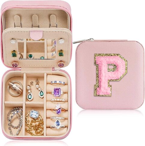 Jewelry Organizer Box, Small Jewelry Box for Women Girls Initial P Travel Jewelry Case Small Jewelry Organizer Box Travel Jewelry Case Jewelry Box Organizer Mini Travel Jewelry Box in Saudi Arabia