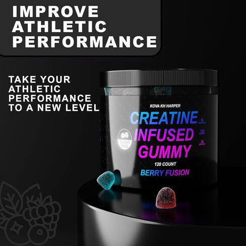 Creatine Monohydrate Gummies - Berry Fusion 5g Creatine Per Serving - 120 Count Vegan, Gluten-Free Sugar-Free, Natural Ingredients, Third-Party Tested, Supports Muscle Growth & Recovery in Saudi Arabia