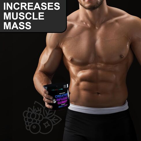 Creatine Monohydrate Gummies - Berry Fusion 5g Creatine Per Serving - 120 Count Vegan, Gluten-Free Sugar-Free, Natural Ingredients, Third-Party Tested, Supports Muscle Growth & Recovery in Saudi Arabia