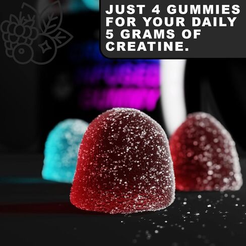 Creatine Monohydrate Gummies - Berry Fusion 5g Creatine Per Serving - 120 Count Vegan, Gluten-Free Sugar-Free, Natural Ingredients, Third-Party Tested, Supports Muscle Growth & Recovery in Saudi Arabia