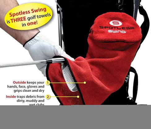 Golf Towel | Microfiber Golf Club Cleaner Towel with Clip | 3-in-1 Design for Ultimate Convenience | Premium Multi-Use Golf Accessories for Men and Women in Saudi Arabia