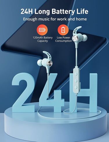 Bluetooth Headphones, Bluetooth 5.2 Stereo aptX Wireless Earbuds Bass Magnetic IPX7 Waterproof Open Earbuds Bulit-in Mic with 24H Playtime, Lightweight Neckband Earphones for Sport, Gym, Running in Saudi Arabia