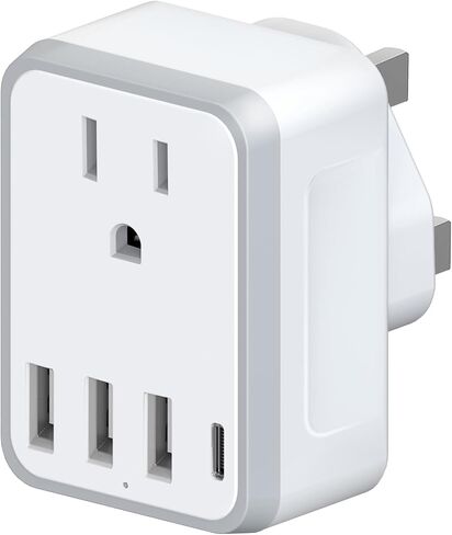 Yinleader European Travel Plug Adapter USB C International Plug Adapter with AC Outlet and 3 USB Ports, Type C Power Adaptor Charger for US to Most of Europe Iceland Spain Italy France Germany in Saudi Arabia