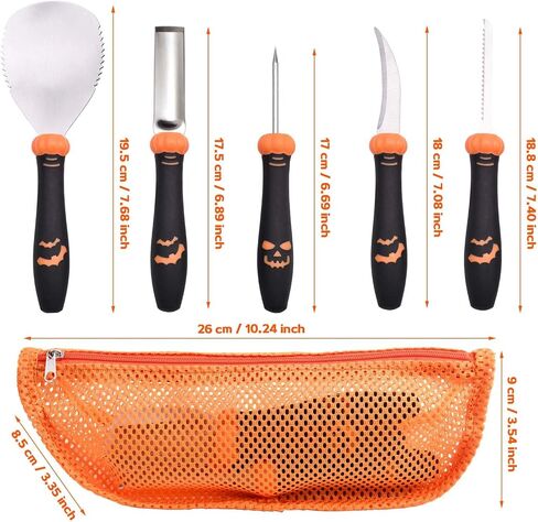 5-Piece Pumpkin Carving Kit Tools Halloween, Professional Heavy Duty Carving Set, Stainless Steel Tools Carving Kit for Halloween Decoration Jack-O-Lanterns, Gift for Halloween in Saudi Arabia