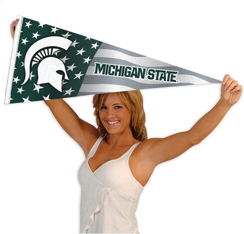 Michigan State Spartans Nation USA Stars and Stripes Pennant Pennant Banner Flag in Saudi Arabia