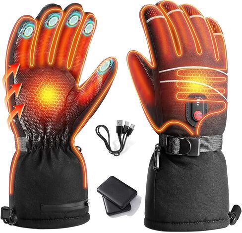 Rechargeable Heated Gloves for Men Women, 5000mAh Electric Battery Heated Ski Gloves, Waterproof Touchscreen Motorcycle Gloves Winter Gloves 3 Heating Levels for Skiing Hunting Cycling Fishing in Saudi Arabia