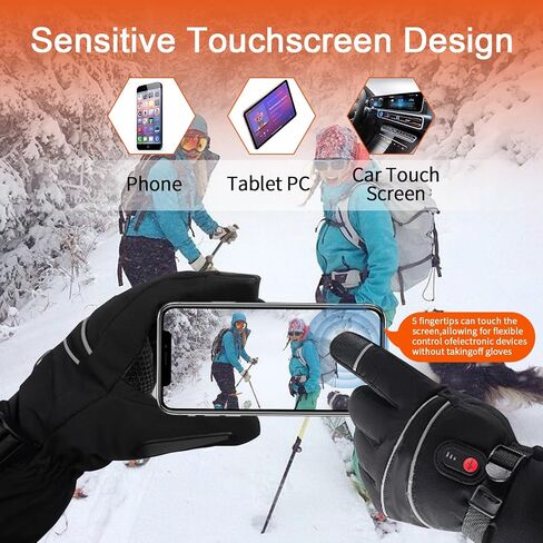 Rechargeable Heated Gloves for Men Women, 5000mAh Electric Battery Heated Ski Gloves, Waterproof Touchscreen Motorcycle Gloves Winter Gloves 3 Heating Levels for Skiing Hunting Cycling Fishing in Saudi Arabia