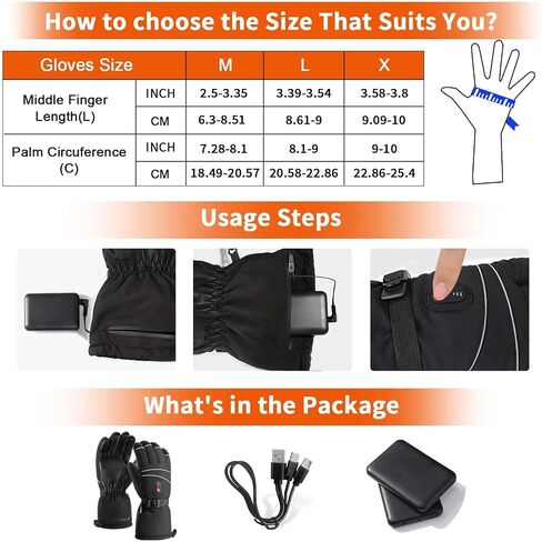 Rechargeable Heated Gloves for Men Women, 5000mAh Electric Battery Heated Ski Gloves, Waterproof Touchscreen Motorcycle Gloves Winter Gloves 3 Heating Levels for Skiing Hunting Cycling Fishing in Saudi Arabia