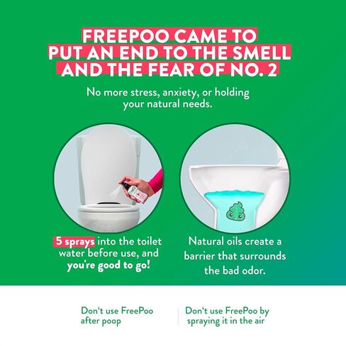 FreePoo - مجموعة معطر المرحاض باللافندر وعشب الليمون - مانع روائح ما قبل البراز، رذاذ الحمام العطري، مزيل الروائح الكريهة للقعادة، معطر الهواء - زيوت طبيعية، مجموعة أدوات النظافة الأساسية - 2 × 2.0 أونصة in Saudi Arabia