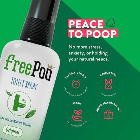 FreePoo - مجموعة معطر المرحاض باللافندر وعشب الليمون - مانع روائح ما قبل البراز، رذاذ الحمام العطري، مزيل الروائح الكريهة للقعادة، معطر الهواء - زيوت طبيعية، مجموعة أدوات النظافة الأساسية - 2 × 2.0 أونصة in Saudi Arabia