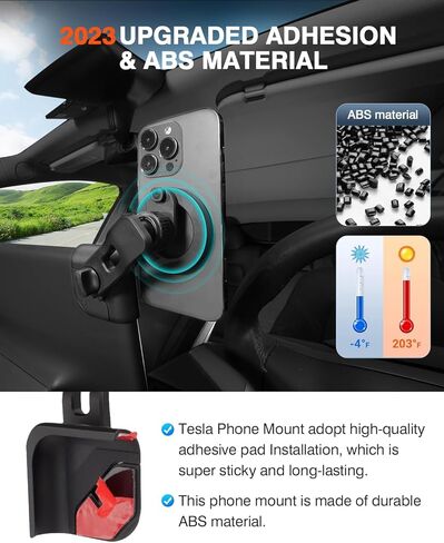 مناسب حسب الطلب لحامل الهاتف جبل Tesla Model Y/3/ S/X حامل هاتف السيارة قابل للتعديل حامل هاتف شاشة مغناطيسي 360 درجة دوران حر ملحقات Tesla حامل الهاتف (B-أسود) in Kuwait